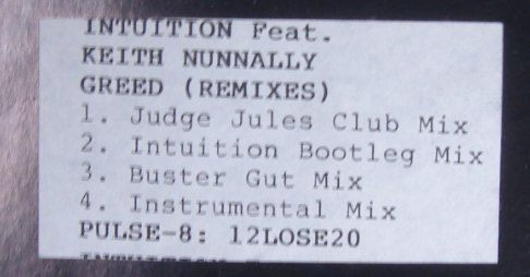 Intuition  &  Keith Nunnally - Greed (Remixes) | Pulse-8 Records (12LOSE20) - 2