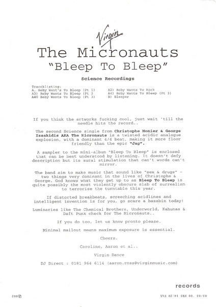 The Micronauts - Bleep To Bleep | Science (QEDLPDJ4) - 4 The Micronauts - Bleep To Bleep | Science (QEDLPDJ4) - 4