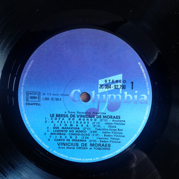 Vinicius De Moraes Avec Maria Creuza Et Toquinho - Le Brésil De Vinicius De Moraes | Columbia (2C 064-92790) - 3 Vinicius De Moraes Avec Maria Creuza Et Toquinho - Le Brésil De Vinicius De Moraes | Columbia (2C 064-92790) - 3