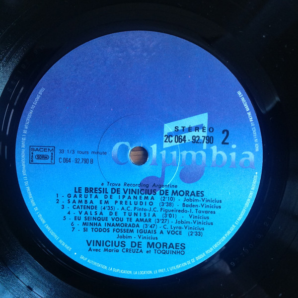 Vinicius De Moraes Avec Maria Creuza Et Toquinho - Le Brésil De Vinicius De Moraes | Columbia (2C 064-92790) - 4 Vinicius De Moraes Avec Maria Creuza Et Toquinho - Le Brésil De Vinicius De Moraes | Columbia (2C 064-92790) - 4