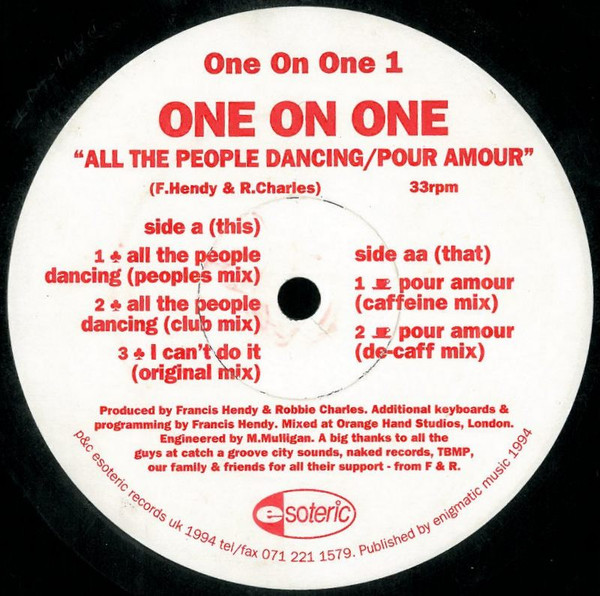One On One - All The People Dancing / Pour Amour | Esoteric Records (One On One 1) - main