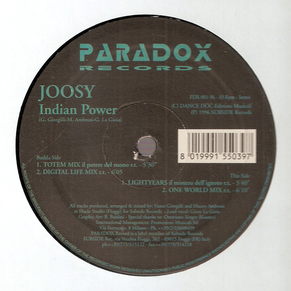 Joosy - Indian Power | Paradox Records (PDX 001-96)