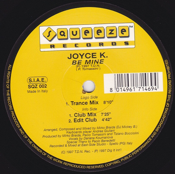 Joyce K. - Be Mine | Squeeze Records (SQZ 002) - 2 Joyce K. - Be Mine | Squeeze Records (SQZ 002) - 2