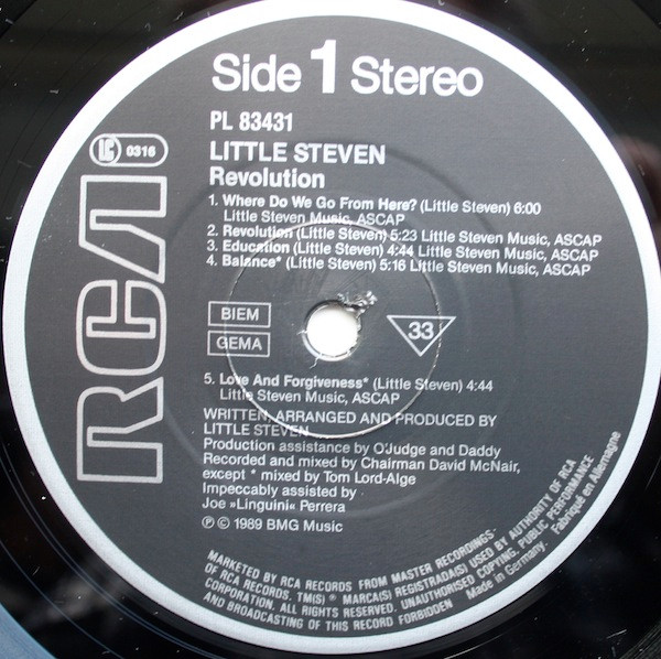 Little Steven - Revolution | RCA (PL 83431) - 3 Little Steven - Revolution | RCA (PL 83431) - 3