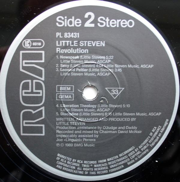 Little Steven - Revolution | RCA (PL 83431) - 4 Little Steven - Revolution | RCA (PL 83431) - 4