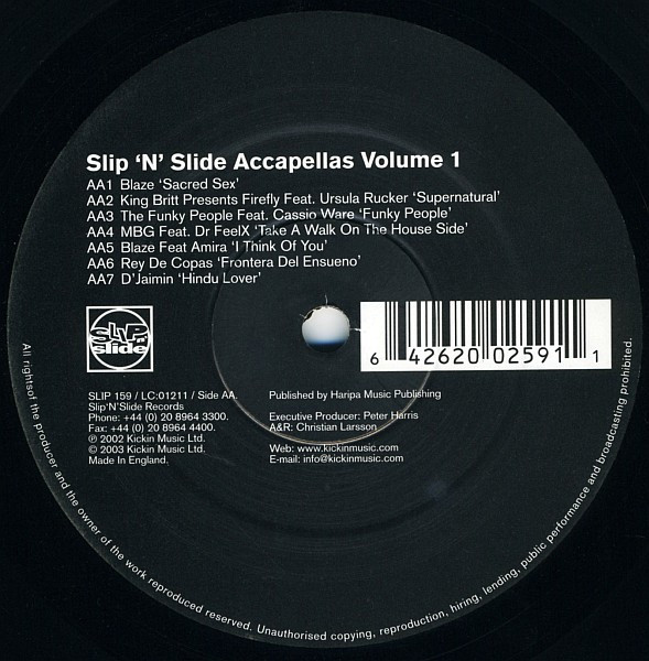 Various - Slip 'n' Slide Accapellas Volume 1 | Slip 'n' Slide (SLIP 159) - 2 Various - Slip 'n' Slide Accapellas Volume 1 | Slip 'n' Slide (SLIP 159) - 2