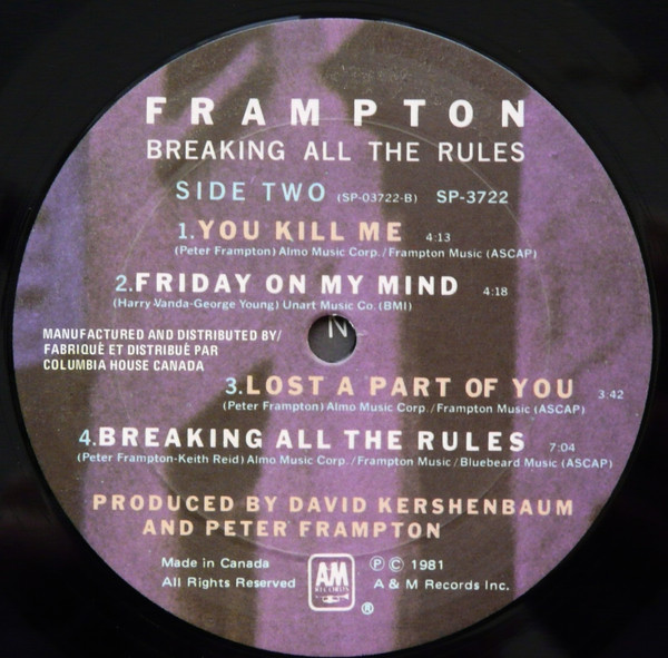 Peter Frampton - Breaking All The Rules [Vinyl] | A&M Records (SP-3722) - 4