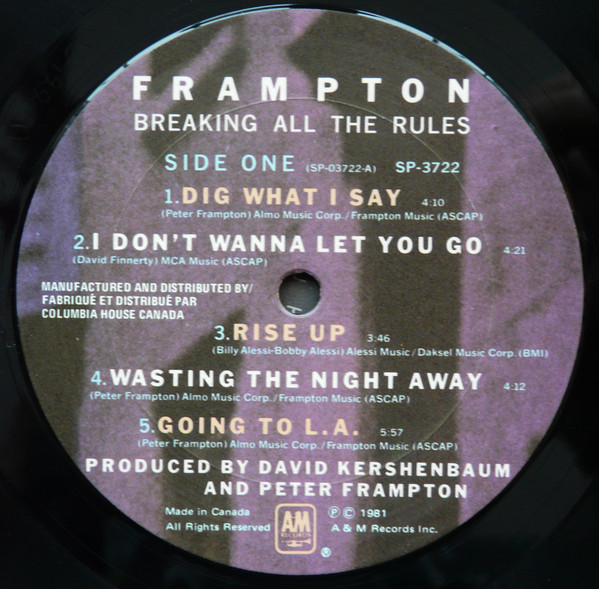 Peter Frampton - Breaking All The Rules [Vinyl] | A&M Records (SP-3722) - 3