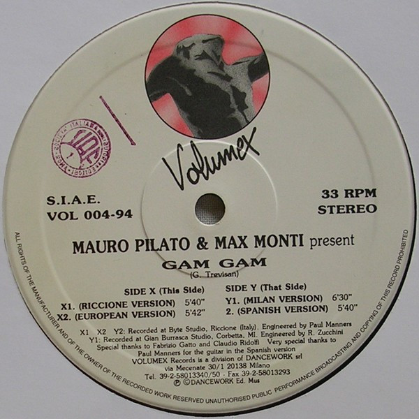 Mauro Pilato & Max Monti - Gam Gam | Volumex (VOL 004-94) - 3