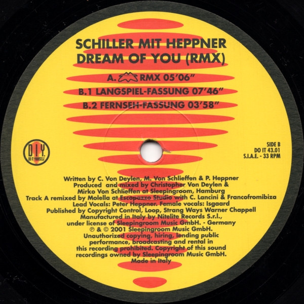 Schiller Mit Peter Heppner - Dream Of You (RMX) | Do It Yourself Entertainment (DO IT 43.01) - 6 Schiller Mit Peter Heppner - Dream Of You (RMX) | Do It Yourself Entertainment (DO IT 43.01) - 6