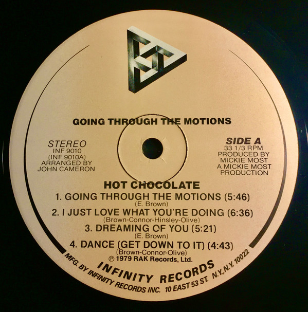 Hot Chocolate - Going Through The Motions | Infinity Records (INF 9010) - 3 Hot Chocolate - Going Through The Motions | Infinity Records (INF 9010) - 3
