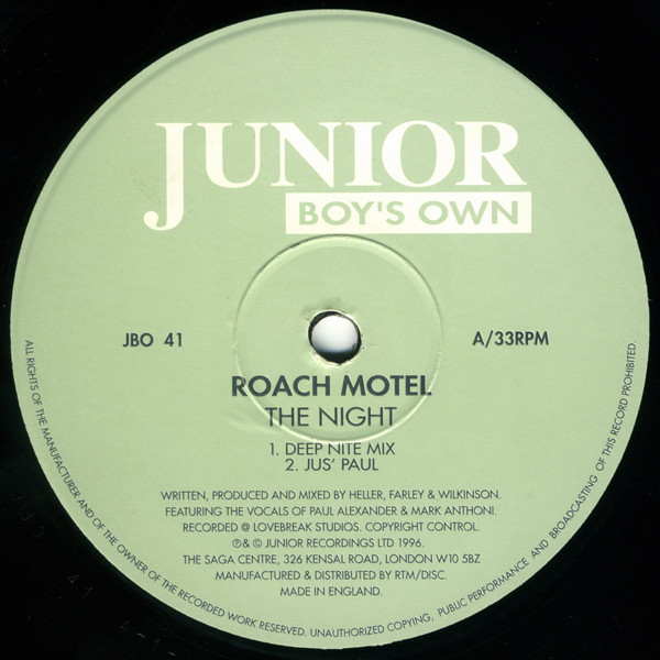 Roach Motel - The Night | Junior Boy's Own (JBO 41) - main