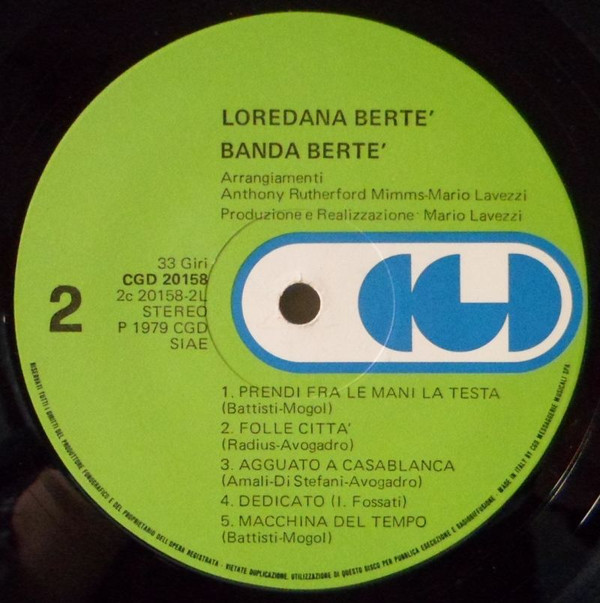 Loredana Bertè - Bandabertè | CGD (CGD 20158) - 7 Loredana Bertè - Bandabertè | CGD (CGD 20158) - 7