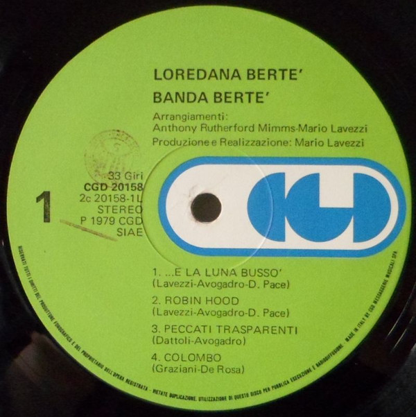 Loredana Bertè - Bandabertè | CGD (CGD 20158) - 6 Loredana Bertè - Bandabertè | CGD (CGD 20158) - 6