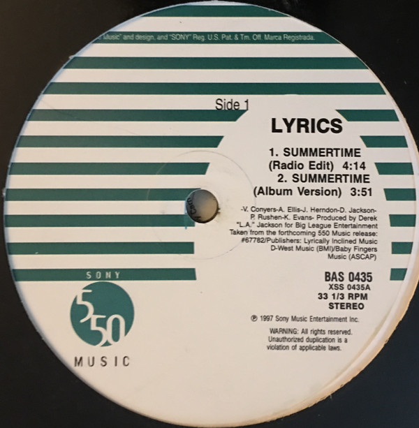 Lyrics - Summertime | 550 Music (BAS 0435) - main