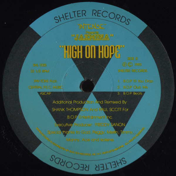 Intense  &  Jazmina - High On Hope | Shelter Records (SHL-1005) - 5