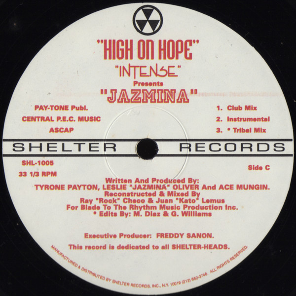 Intense  &  Jazmina - High On Hope | Shelter Records (SHL-1005) - 6