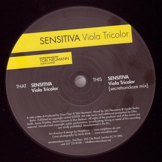 Sensitiva - Viola Tricolor Album Sampler | Secretsundaze (SSP12001) - 2