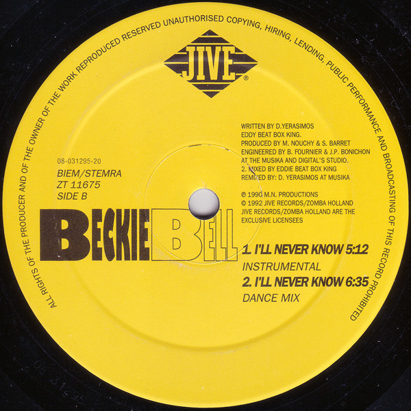 Beckie Bell - I'll Never Know | Jive (ZT 11675) - 2 Beckie Bell - I'll Never Know | Jive (ZT 11675) - 2