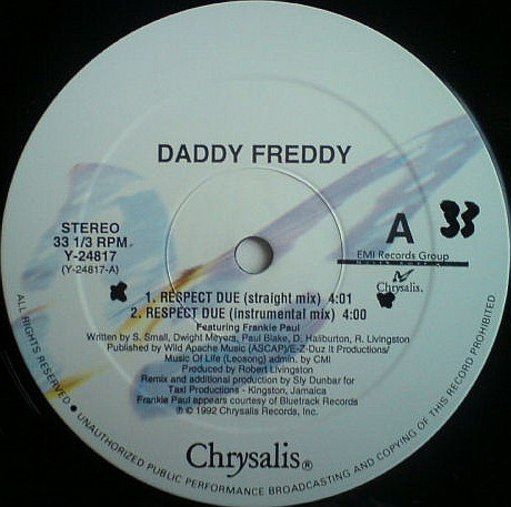 Daddy Freddy - Respect Due | Chrysalis (Y-24817) - 2 Daddy Freddy - Respect Due | Chrysalis (Y-24817) - 2