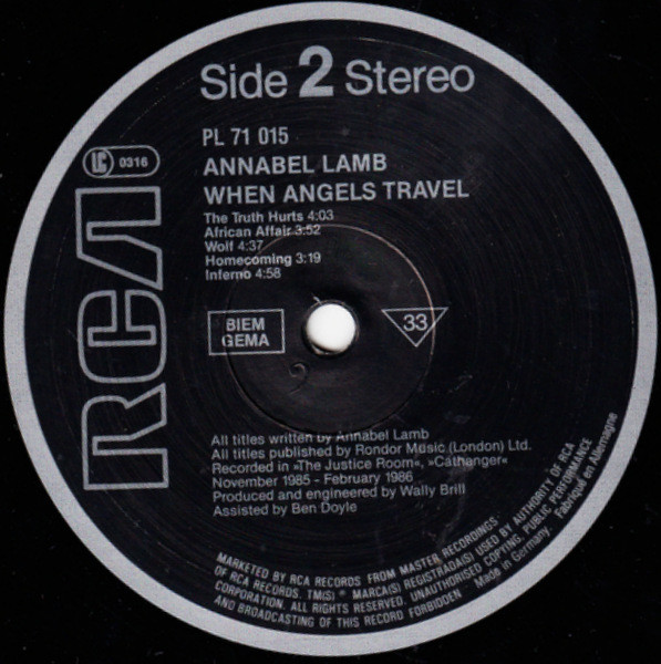 Annabel Lamb - When Angels Travel | RCA (PL 71 015) - 4 Annabel Lamb - When Angels Travel | RCA (PL 71 015) - 4