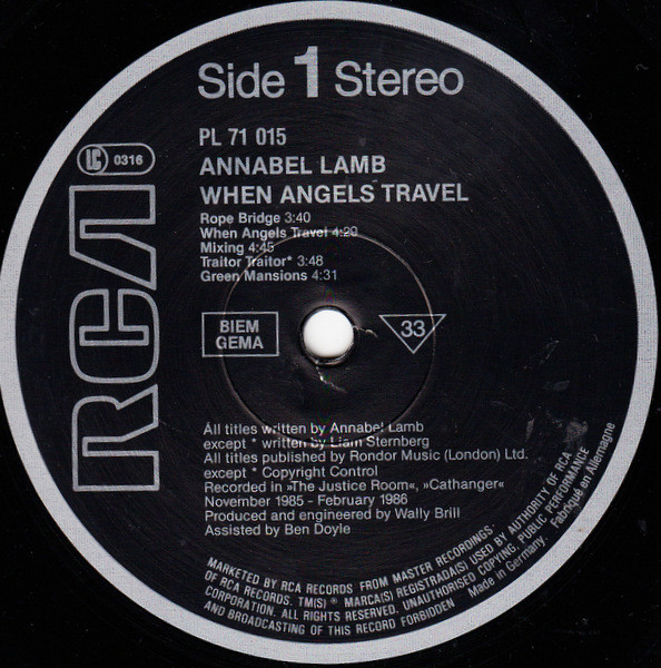 Annabel Lamb - When Angels Travel | RCA (PL 71 015) - 3 Annabel Lamb - When Angels Travel | RCA (PL 71 015) - 3