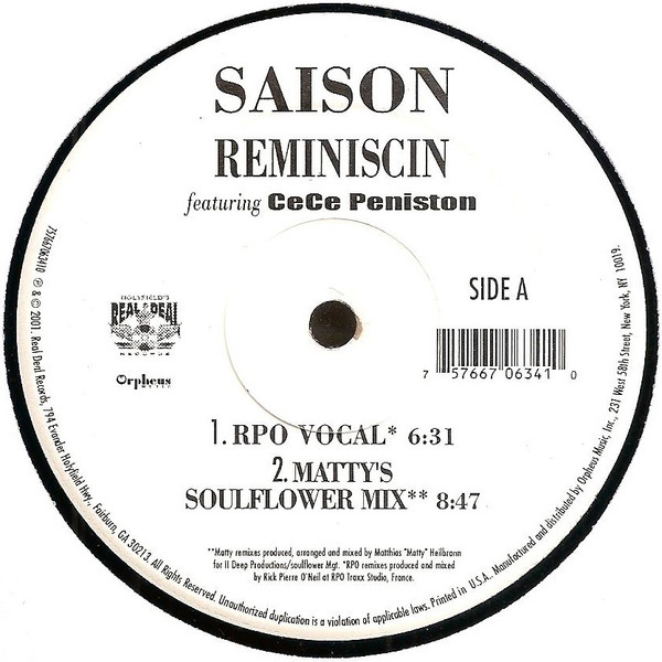 Saison Featuring CeCe Peniston - Reminiscin | Holyfield's Real Deal Records (757667063410) - 3 Saison Featuring CeCe Peniston - Reminiscin | Holyfield's Real Deal Records (757667063410) - 3