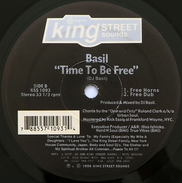 Basil - Time To Be Free | BPM King Street Sounds (KSS 1093) - 2 Basil - Time To Be Free | BPM King Street Sounds (KSS 1093) - 2