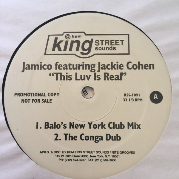 Jamico Featuring Jackie Cohen - This Luv Is Real | BPM King Street Sounds (KSS-1091)