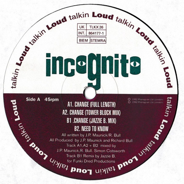 Incognito - Change | Talkin' Loud (TLKX 26) - 3