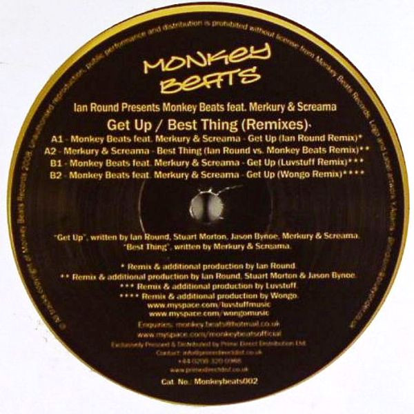 Ian Round Presents Monkey Beats Feat. Merkury & Screama - Get Up / Best Thing (Remixes) | Monkey Beats (Monkeybeats002) - main Ian Round Presents Monkey Beats Feat. Merkury & Screama - Get Up / Best Thing (Remixes) | Monkey Beats (Monkeybeats002) - main