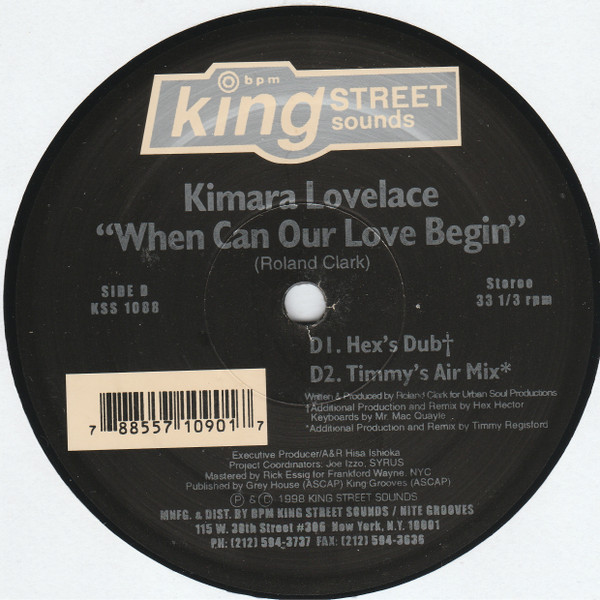 Kimara Lovelace - When Can Our Love Begin | BPM King Street Sounds (KSS 1090) - 7