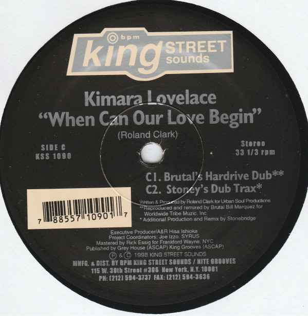 Kimara Lovelace - When Can Our Love Begin | BPM King Street Sounds (KSS 1090) - 6