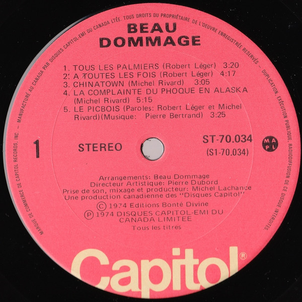 Beau Dommage - Beau Dommage | Capitol Records (ST-70.034) - 4 Beau Dommage - Beau Dommage | Capitol Records (ST-70.034) - 4