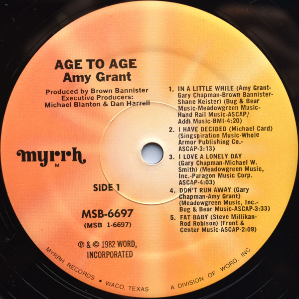 Amy Grant - Age To Age | Myrrh (MSB-6697) - 3