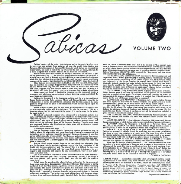 Sabicas - The Greatest Flamenco Guitarist Volume II | Elektra (EK L 121) - 2