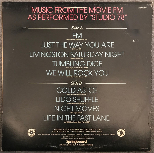 Studio '78 - Music From The Movie "FM" | Springboard (SPB-4108) - 2 Studio '78 - Music From The Movie "FM" | Springboard (SPB-4108) - 2