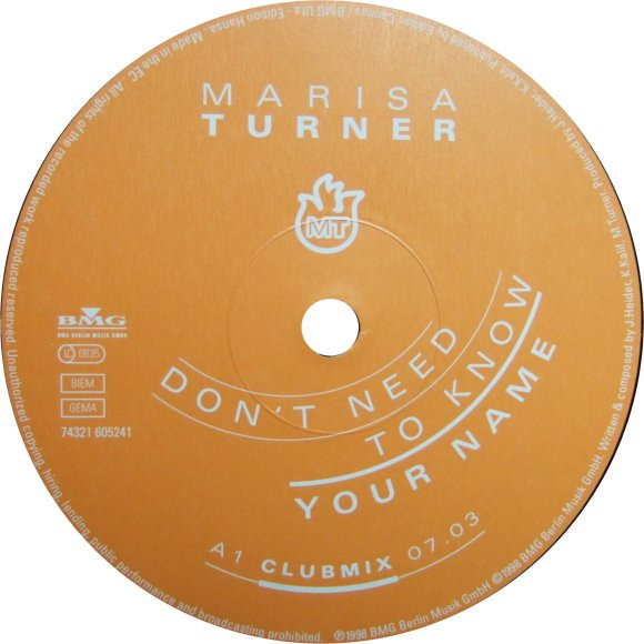 Marisa Turner - Don't Need To Know Your Name | Hansa (74321 60524 1) - main Marisa Turner - Don't Need To Know Your Name | Hansa (74321 60524 1) - main