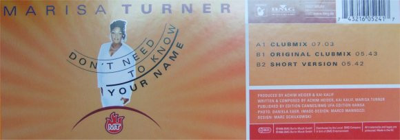 Marisa Turner - Don't Need To Know Your Name | Hansa (74321 60524 1) - 3 Marisa Turner - Don't Need To Know Your Name | Hansa (74321 60524 1) - 3