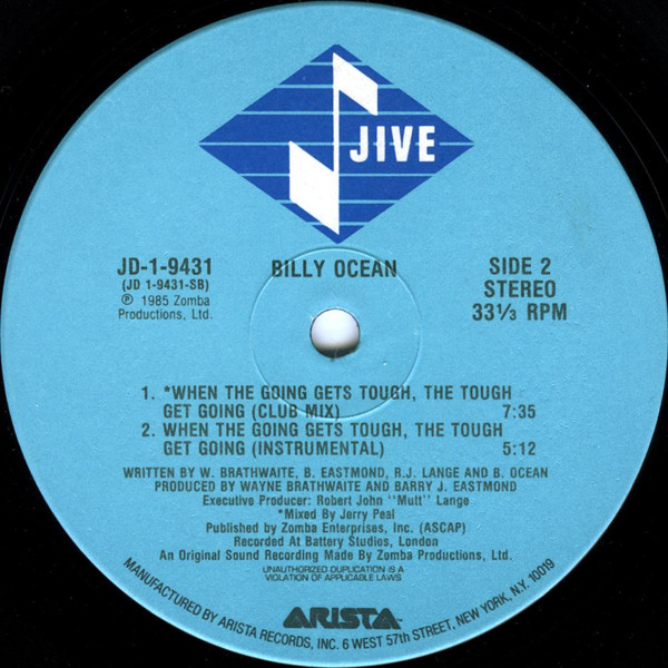 Billy Ocean - When The Going Gets Tough, The Tough Get Going | Jive (JD-1-9431) - 4 Billy Ocean - When The Going Gets Tough, The Tough Get Going | Jive (JD-1-9431) - 4