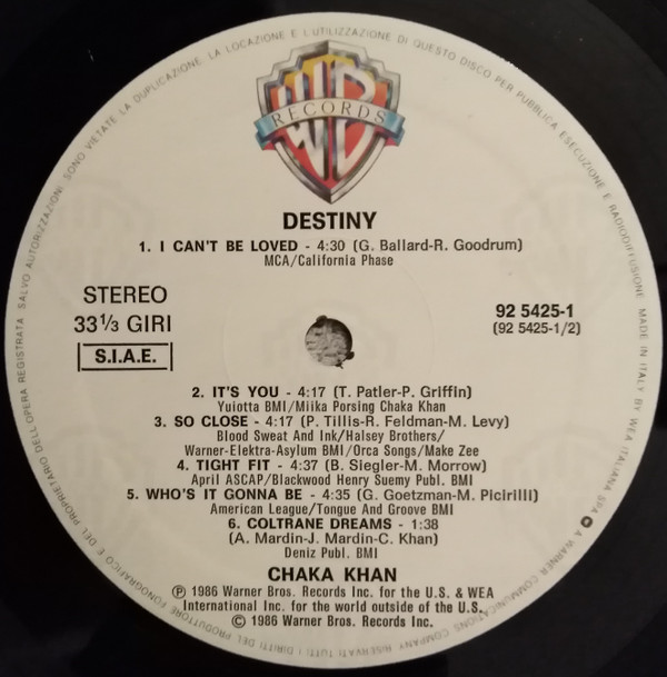 Chaka Khan - Destiny | Warner Bros. Records (92 5425-1) - 4 Chaka Khan - Destiny | Warner Bros. Records (92 5425-1) - 4