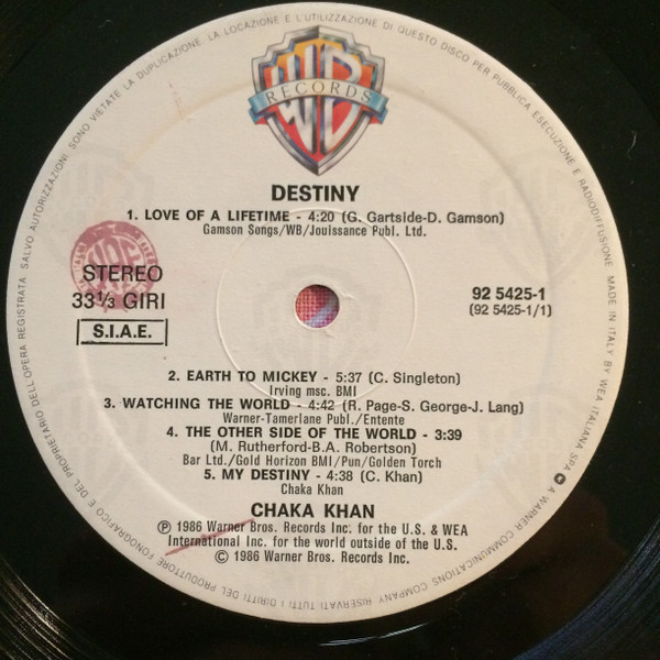 Chaka Khan - Destiny | Warner Bros. Records (92 5425-1) - 3 Chaka Khan - Destiny | Warner Bros. Records (92 5425-1) - 3