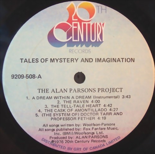 The Alan Parsons Project - Tales Of Mystery And Imagination | 20th Century Records (9209-508, T-508) - 4 The Alan Parsons Project - Tales Of Mystery And Imagination | 20th Century Records (9209-508, T-508) - 4