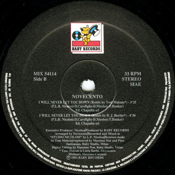 Novecento - Necessary / Love The Feeling / I Will Never Let You Down | Baby Records (MIX 54114) - 4