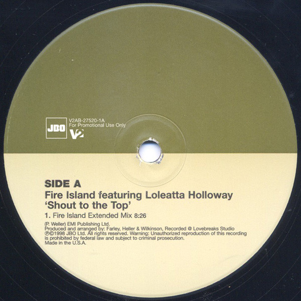 Fire Island  &  Loleatta Holloway - Shout To The Top | V2 (V2AB-27520-1) - main