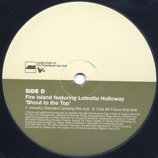 Fire Island  &  Loleatta Holloway - Shout To The Top | V2 (V2AB-27520-1) - 4