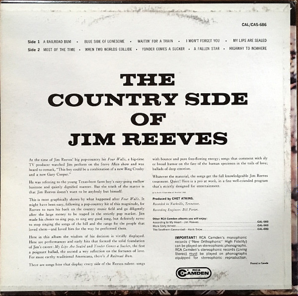 Jim Reeves - The Country Side Of Jim Reeves | RCA Camden (CAS-686) - 2 Jim Reeves - The Country Side Of Jim Reeves | RCA Camden (CAS-686) - 2
