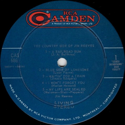 Jim Reeves - The Country Side Of Jim Reeves | RCA Camden (CAS-686) - 3 Jim Reeves - The Country Side Of Jim Reeves | RCA Camden (CAS-686) - 3