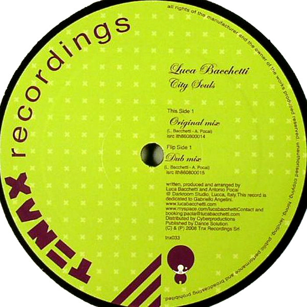 Luca Bacchetti - City Souls | Tenax Recordings (TNX 033) - 2