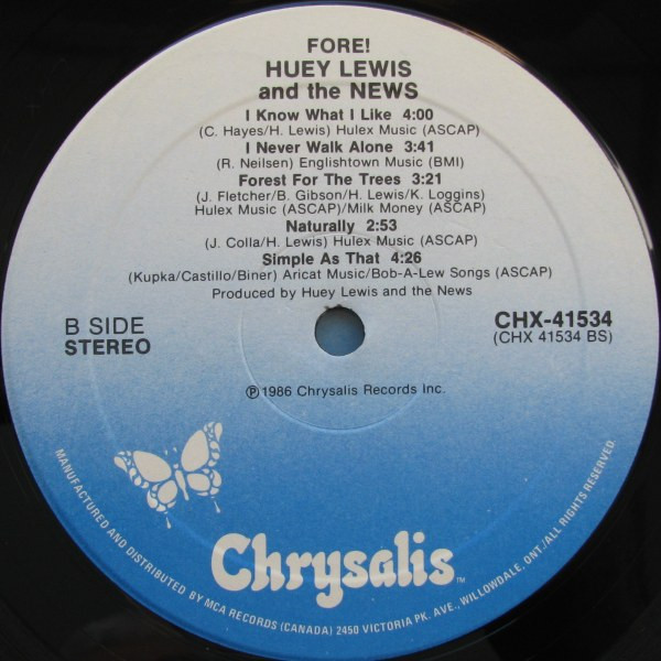 Huey Lewis And The News - Fore! | Chrysalis (CHX 41534) - 4 Huey Lewis And The News - Fore! | Chrysalis (CHX 41534) - 4